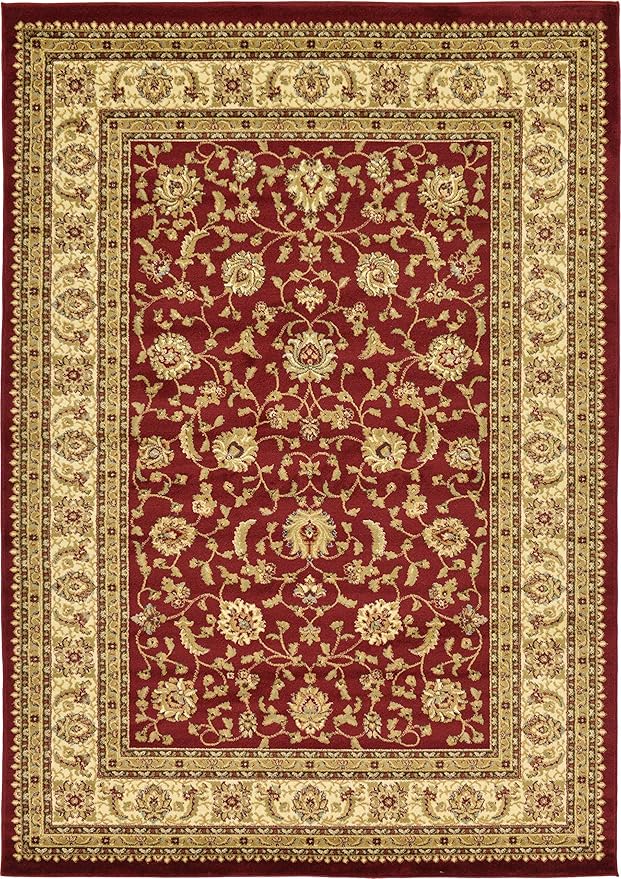 Unique Loom Voyage Collection Traditional Oriental Classic Intricate Design Area Rug (7' 0 x 10' 0 Rectangular, Red/Gold)