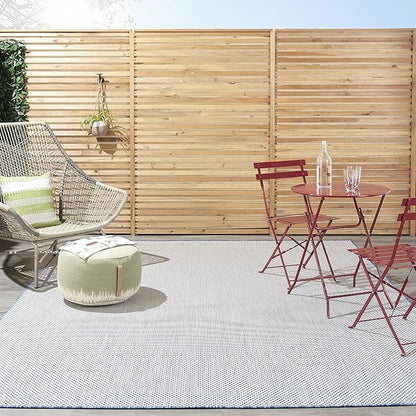 Nourison Home Courtyard Ivory Blue 9' x 12' Area Rug - Easy Clean, Non Shedding, Bed Room, Living Room, Dining Room, Kitchen (9' x 12')