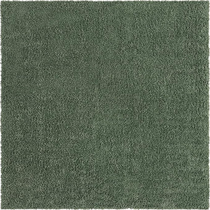 Unique Loom Davos Shag Collection Area Rug - Solid (10' Square, Sage)