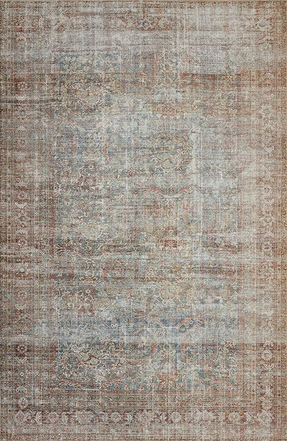 Loloi Chris Loves Julia Jules Collection JUL-05 Lagoon/Brick 2'-6'' x 7'-6'', .13" Pile Height, Runner Rug