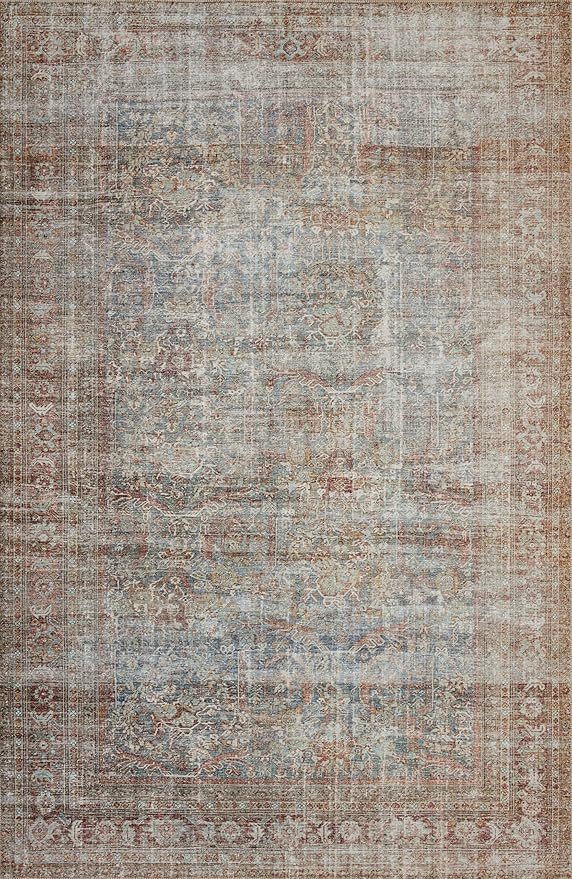 Loloi Chris Loves Julia Jules Collection JUL-05 Lagoon/Brick 3'-6'' x 5'-6'', .13" Pile Height, Accent Rug