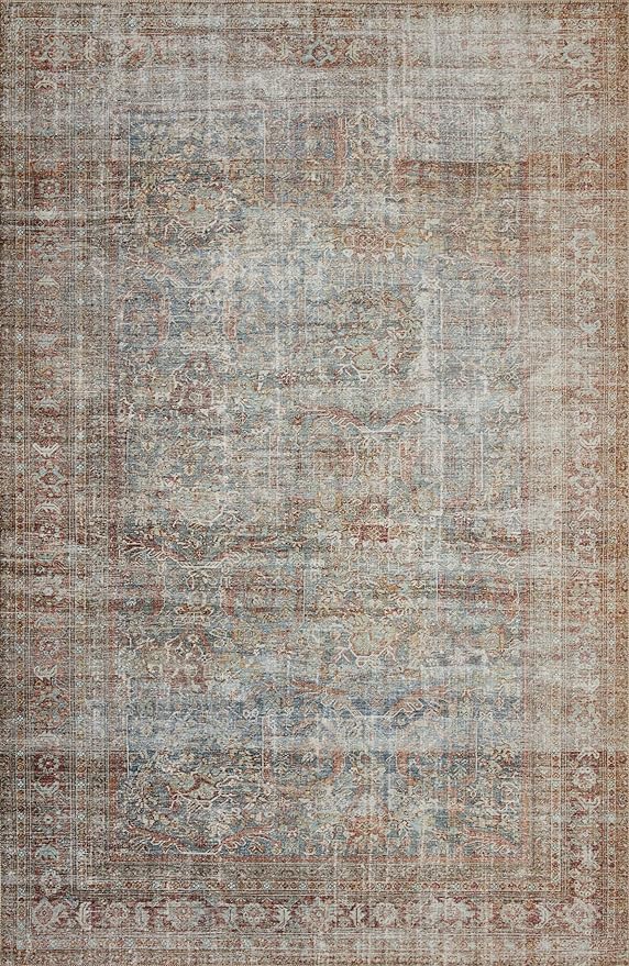 Loloi Chris Loves Julia Jules Collection JUL-05 Lagoon/Brick 2'-6'' x 9'-6'', .13" Pile Height, Runner Rug