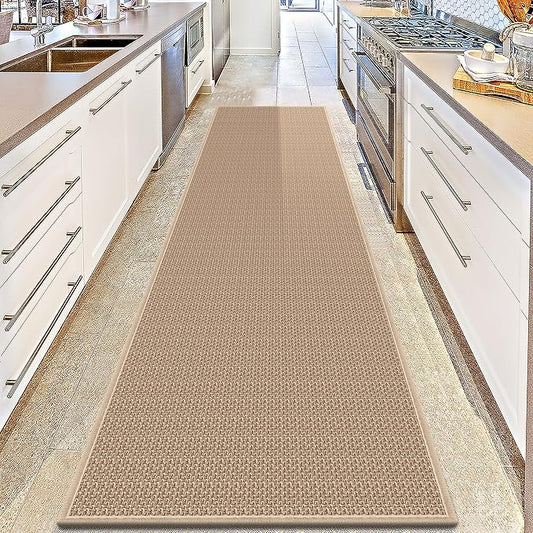Rubber Runner Rug for Hallways Non Slip, Low Pile Long Laundry Room Mat Hall Jute Rug Runner Carpet Non Skid