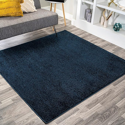 JONATHAN Y Haze Solid Low-Pile Navy 5x5 Square Indoor Area Rug, Coastal,Bohemian,Minimalist,Classic, Easy-Cleaning for Living Room,Bedroom,Kitchen,Pet Friendly,Non-Shedding (SEU100C-5SQ)