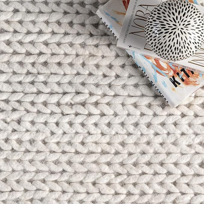 Nuloom Penelope Off-White/Ivory, 2'6" x 10', Hand-Braided, Wool & Cotton, Soft and Textured, High Traffic, Stain Resistant, Easy Clean, Durable Runner for Bedroom, Living Room, Dining, Entryway