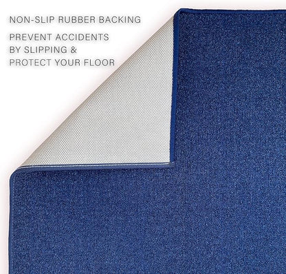 Custom Made Runner Rug Low Pile with Rubber Backing for Kitchen Foyer Hallway Entry Choose Your Length Size 26 Inch Wide Solid and Plain Dark Blue Color (47 feet x 26 inch)