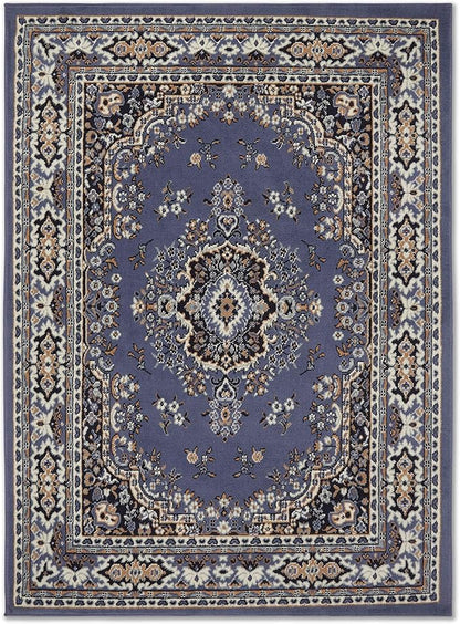 Home Dynamix Premium Sakarya Traditional Medallion Border Area Rug, Country Blue, 7'8"x10'7" Rectangle