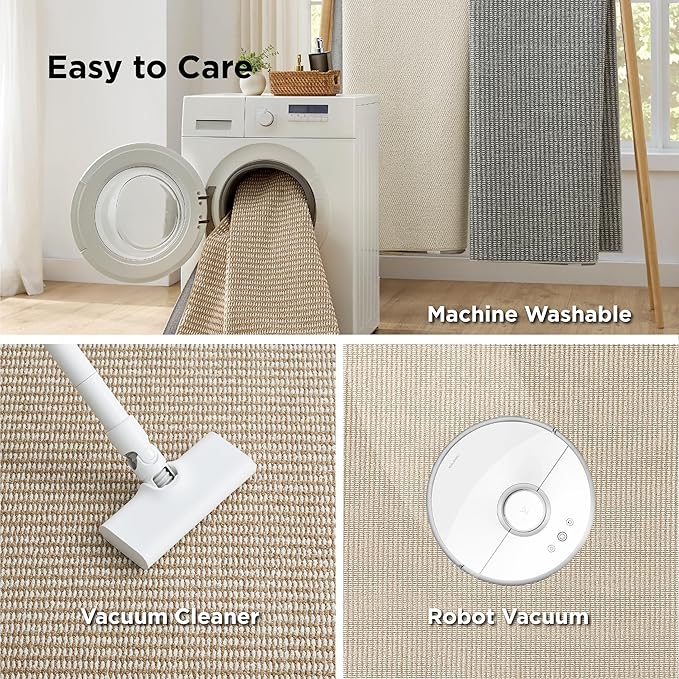 Bedsure 8x10 Faux Wool Area Rugs for Living Room, Machine Washable Carpet, Non-Slip Backing, Pet Friendly Throw Rug for Bedroom Dining Room, Natural Ivory