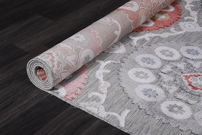 CAMILSON Indoor Outdoor Rug 6x9 Bohemian Medallion Floral Area Rugs for Indoor and Outdoor Patios Easy-Cleaning Non-Shedding Living Room Garden and Kitchen Washable Outside Carpet (6 x 9 / Multicolor)