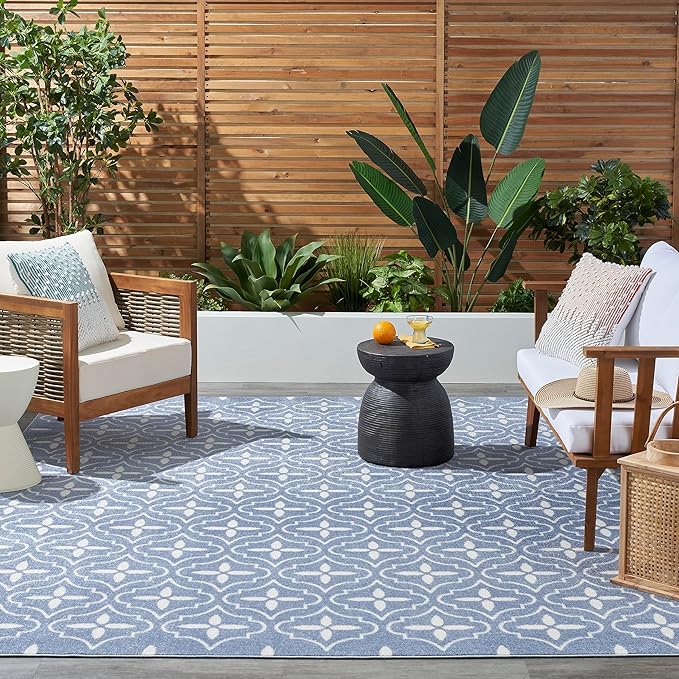Nourison Home Nourison Essentials Blue Ivory 8' x 10' Area Rug - Easy Clean, Non Shedding, Bed Room, Living Room, Dining Room, Kitchen (8' x 10')