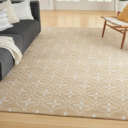 Nourison Home Nourison Essentials Beige Ivory 8' x 10' Area Rug - Easy Clean, Non Shedding, Bed Room, Living Room, Dining Room, Kitchen (8' x 10')