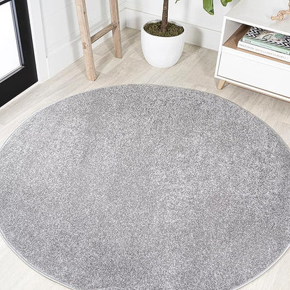 Eyely UES100A-6R Supersoft Haze Solid Low-Pile Indoor Area Rug, Coastal, Bohemian, Minimalist, Classic, Casual for Bedroom,Kitchen,Living Room,Non Shedding,Easy-Washing, Gray, 6' Round