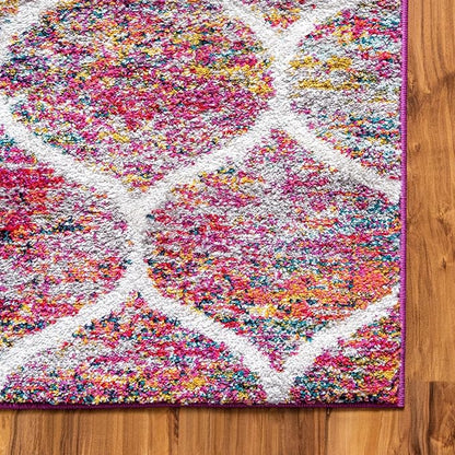 Rugs.com Lattice Frieze Collection Rug – 3' 3 x 5' 3 Multi Medium Rug Perfect for Living Rooms, Large Dining Rooms, Open Floorplans