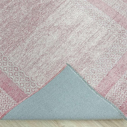 Alfa Rich 4x6 Mauve Lilac Washable Area Rugs for Living Room Bedroom Kitchen Cotton Rug