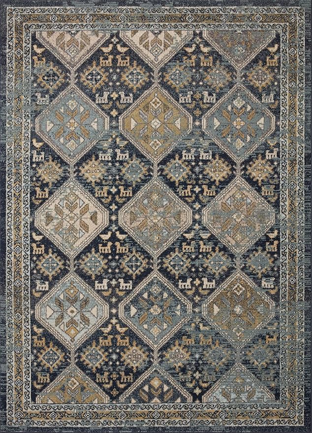 Loloi Jocelyn Collection JOC-02 Navy/Blue 5'-5" x 7'-6" .38" Thick Area Rug