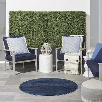 Nourison Home Nourison Essentials Midnight Blue 4' x Round Area Rug - Easy Clean, Non Shedding, Bed Room, Living Room, Dining Room, Kitchen (4' x Round)