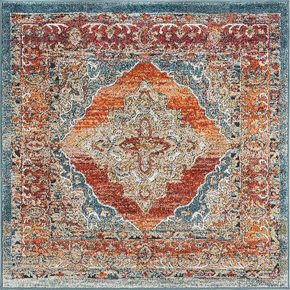 Unique Loom Isabella Collection Area Rug - Rossellini (4' 1" Square, Rust Red/ Beige)