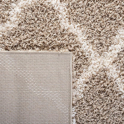 SAFAVIEH Dallas Shag Collection Accent Rug - 3' x 5', Beige & Ivory, Trellis Design, Non-Shedding & Easy Care, 1.5-inch Thick Ideal for High Traffic Areas in Entryway, Living Room, Bedroom (SGD257D)