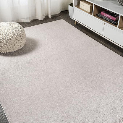 Eyely UES100G-4 Supersoft Haze Solid Low-Pile Indoor Area Rug Casual;Contemporary;Solid;Traditional, Bedroom, Kitchen, Living Room, Easy-Cleaning, Non-Shedding, 4 X 6, Beige