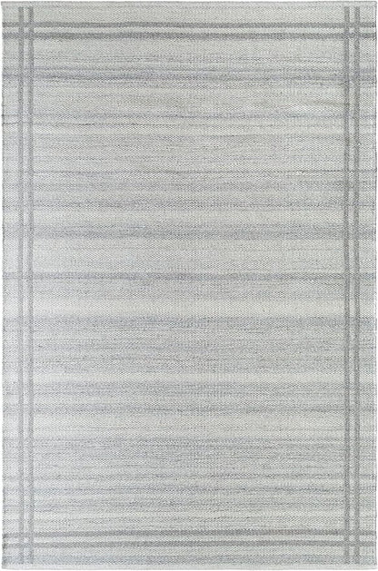 Mark&Day Wool Rugs, 2x8 Janmichael Solid and Border Gray Runner Area Rug, Grey Ivory Carpet for Hallway, Kitchen, Bedroom or Living Room (2'6" x 8' Runner)