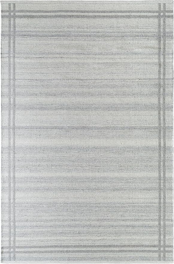 Mark&Day Wool Rugs, 5x8 Janmichael Solid and Border Gray Area Rug, Grey Ivory Carpet for Living Room, Bedroom or Kitchen (5' x 7'6")