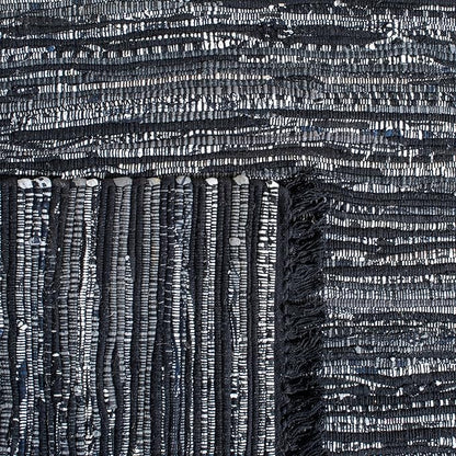 SAFAVIEH Rag Rug, Collection Area Rug - 10' x 14', Black, Handmade Boho Stripe Cotton, Ideal for High Traffic Areas in Living Room, Bedroom (RAR121Z)
