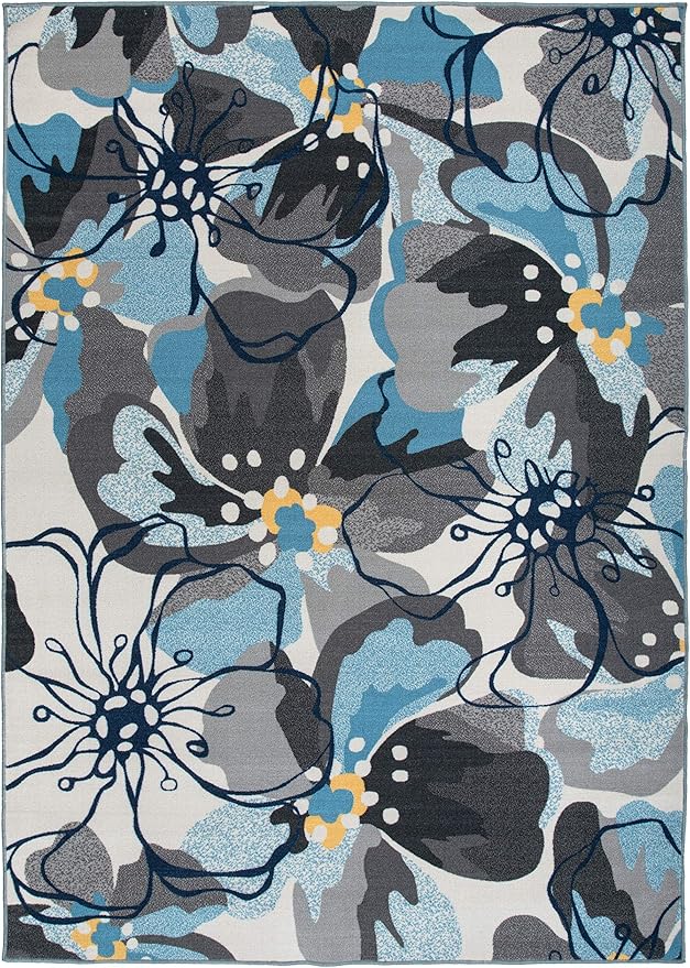 Rugshop Gray Large Floral Non-Slip Area Rug Fade Resistant for Bedroom, Entryway and Home Office, 3'3" x 5'