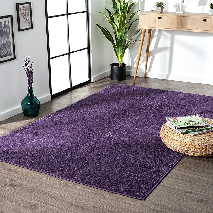 JONATHAN Y Haze Solid Low-Pile Purple Indoor Area Rug 3x5, Coastal,Bohemian,Minimalist,Classic, Easy-Cleaning for Living Room,Bedroom,Kitchen,Pet Friendly,Non-Shedding (SEU100N-3)