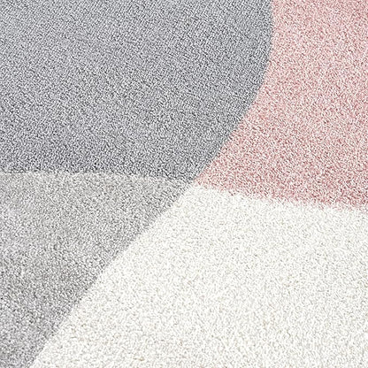 Abani Rugs Cream and Pink 4 ft. X 6 ft. Contemporary mid-Century Rug with Beige and Pink Geometric Circle. Minimalistic Design Rectangular Area Rug. Turkish Stain Resistant Area Rug.