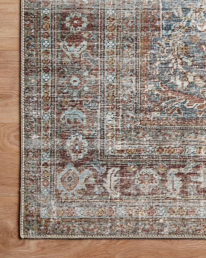 Loloi Chris Loves Julia Jules Collection JUL-05 Lagoon/Brick 9'-6" x 14', .13" Pile Height, Area Rug