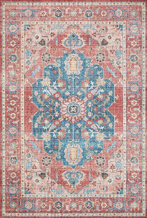 Loloi Skye Collection SKY-05 Brick/Ocean 6'-0" x 6'-0" Round Area Rug