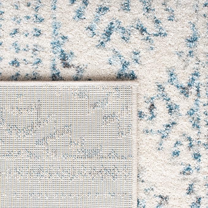 SAFAVIEH Area Rug 9x12 - Tulum Collection - Large - Ivory & Turquoise, Moroccan Boho Tribal Design, Non-Shedding & Easy to Clean, Ideal for Living Room, Bedroom, Dining Space (TUL272E)