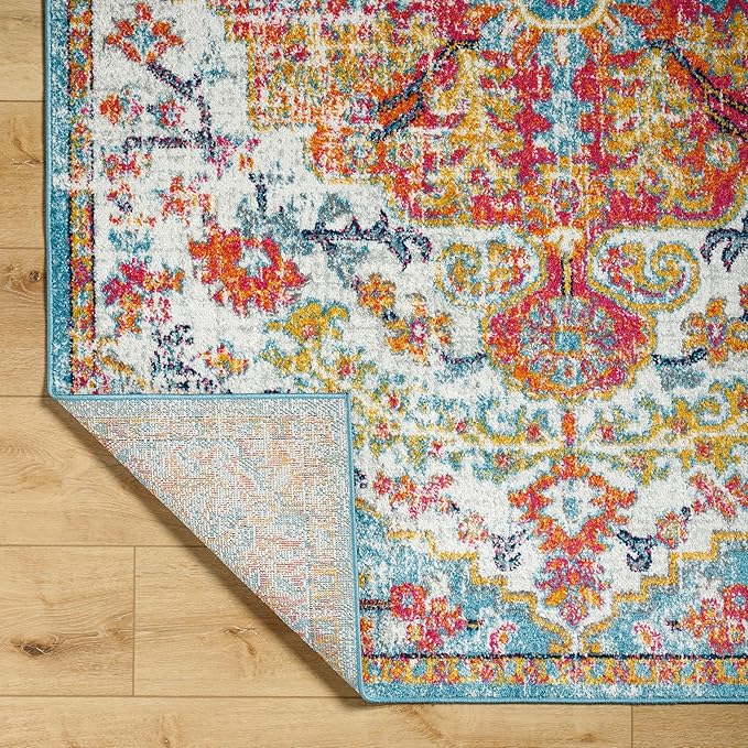 Livabliss Odelia Vintage Bohemian Runner Area Rug,2'7" x 7'3",Orange/Aqua