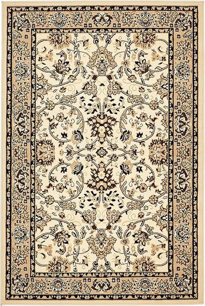 Unique Loom Sialk Hill Collection Area Rug - Washington (4' 1" x 6' 1" Rectangle Ivory/Black)
