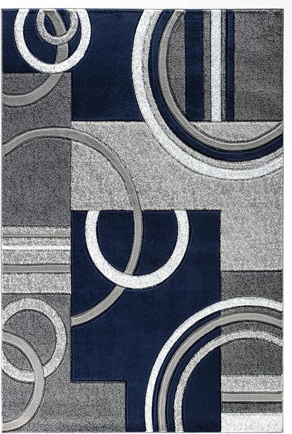 GLORY RUGS Area Rug Modern Soft Hand Carved Contemporary Floor Carpet with Premium Fluffy Texture for Indoor Living Dining Room and Bedroom Area (4x6, Navy)