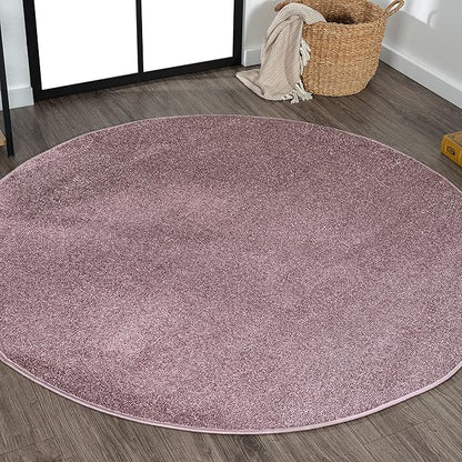 Eyely UES100R-6R Supersoft Haze Solid Low-Pile Indoor Area Rug, Coastal, Bohemian, Minimalist, Classic, Casual for Bedroom,Kitchen,Living Room,Non Shedding,Easy-Washing, Purple, 6' Round
