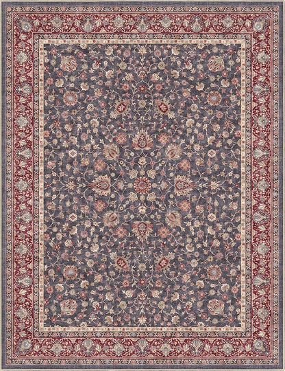 Well Woven Asha Rome Navy Blue Red 9'10" x 13' Area Rug - Oriental Floral Pattern, Easy Clean, Floor-Friendly Backing - for Living Room, Bedroom, and Dining Room