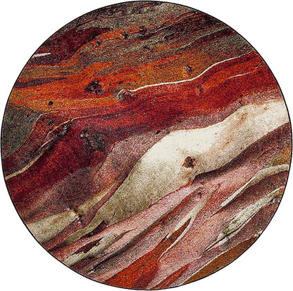 SAFAVIEH Glacier Collection Area Rug - 10' Round, Red & Multi, Modern Abstract Design, Non-Shedding & Easy Care, Ideal for High Traffic Areas in Living Room, Bedroom (GLA126A)