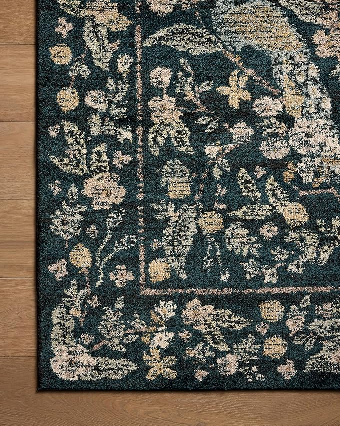 Loloi Rifle Paper Co. Laurel Collection LAU-05 Navy/Multi 2'-8" x 8' Runner Rug