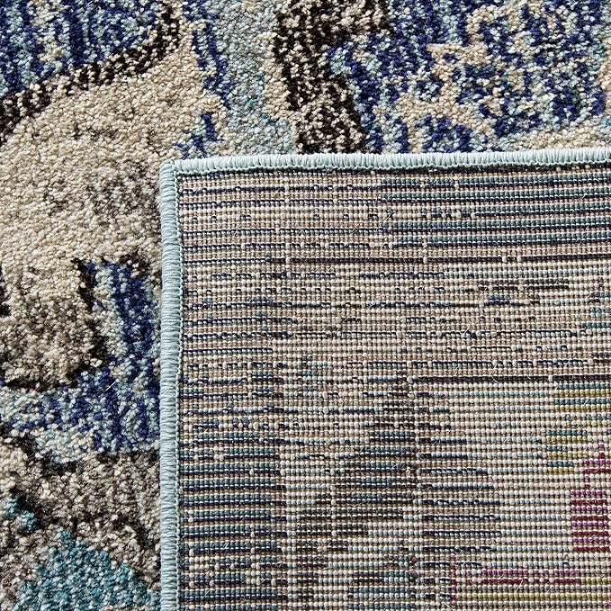 SAFAVIEH Monaco Collection Runner Rug - 2'2" x 20', Navy & Light Blue, Boho Chic Medallion Distressed Design, Non-Shedding & Easy Care, Ideal for High Traffic Areas in Living Room, Bedroom (MNC243N)