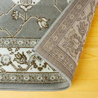 Superior Elegant Kingfield Collection Area Rug, 8mm Pile Height with Jute Backing, Classic Bordered Rug Design, Anti-Static, Water-Repellent Rugs - Slate, 2' x 3' Rug
