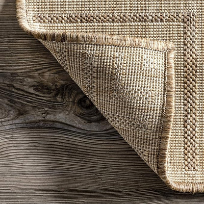 Nuloom Asha Light Brown/Ivory, 5' x 8', Casual, Striped Border, Soft and Cozy, High Traffic, Stain Resistant, Easy Clean, Durable Area Rug for Indoor/Outdoor Patio, Deck, Porch, Garden, Courtyard