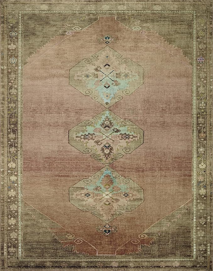 Loloi Magnolia Home by Joanna Gaines Sinclair Collection SIN-06 Clay/Tobacco 2'-3" x 7'-6", .25" Pile Height, Machine Washable, Runner Rug