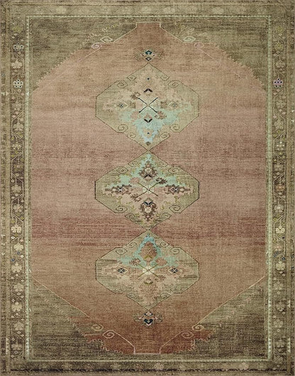 Loloi Magnolia Home by Joanna Gaines Sinclair Collection SIN-06 Clay/Tobacco 2'-3" x 7'-6", .25" Pile Height, Machine Washable, Runner Rug