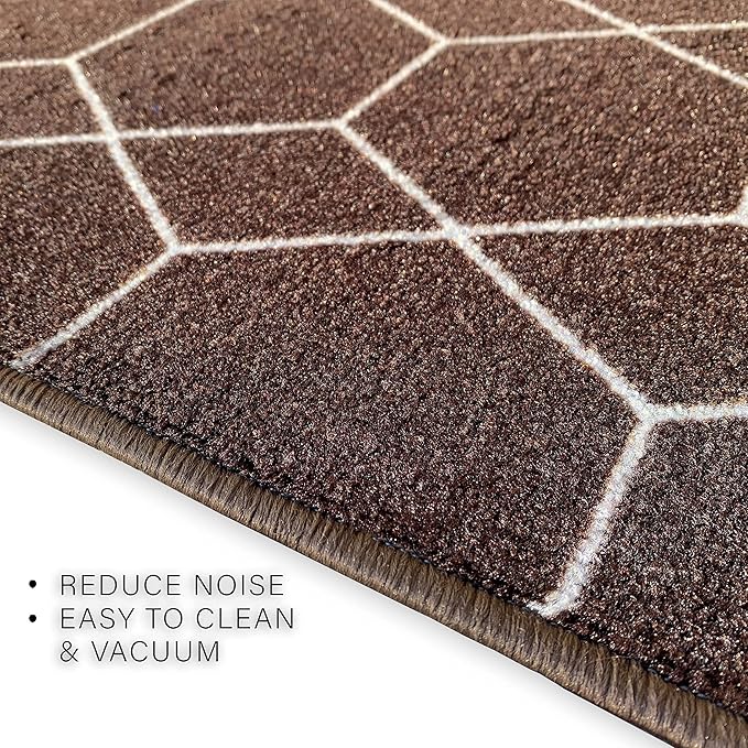 Custom Made Runner Rug for Kitchen Foyer Hallway Entry Choose Your Length Size 26 Inch Wide Geometric Lattice Design Brown Color (42 feet x 26 inch)