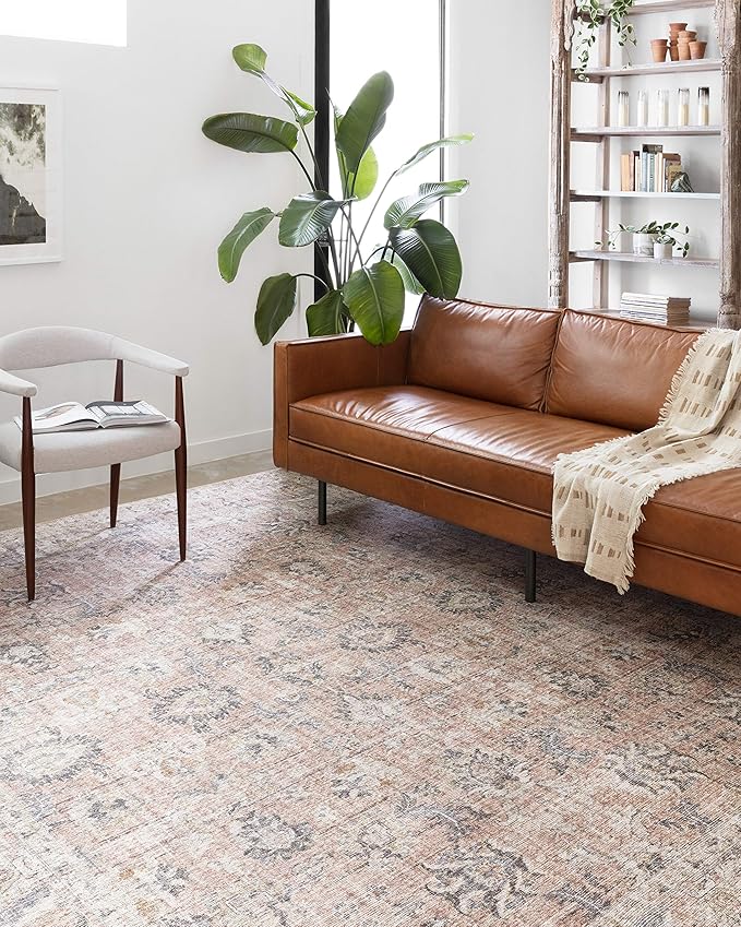 Loloi Skye Collection SKY-01 Blush/Grey 7' x 9' Oval Area Rug