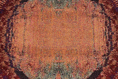 Unique Loom Estrella Collection Rustic, Distressed, Modern, Abstract Area Rug (6' 0 x 6' 0 Round, Orange/Black)