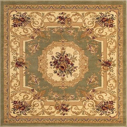 Rugs.com Chateau Collection Rug - 5 Ft Square Green Medium Pile Rug