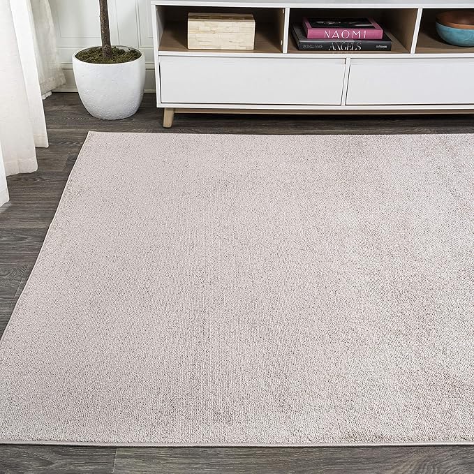 Eyely UES100G-4 Supersoft Haze Solid Low-Pile Indoor Area Rug Casual;Contemporary;Solid;Traditional, Bedroom, Kitchen, Living Room, Easy-Cleaning, Non-Shedding, 4 X 6, Beige