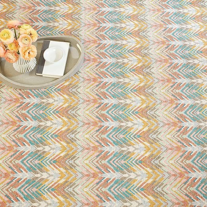 Dash & Albert Seneca Stone Machine Washable Rug, 5 X 8 Feet, Multi Graphic Pattern
